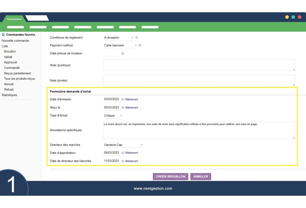 Solicitud de compra de Dolibarr