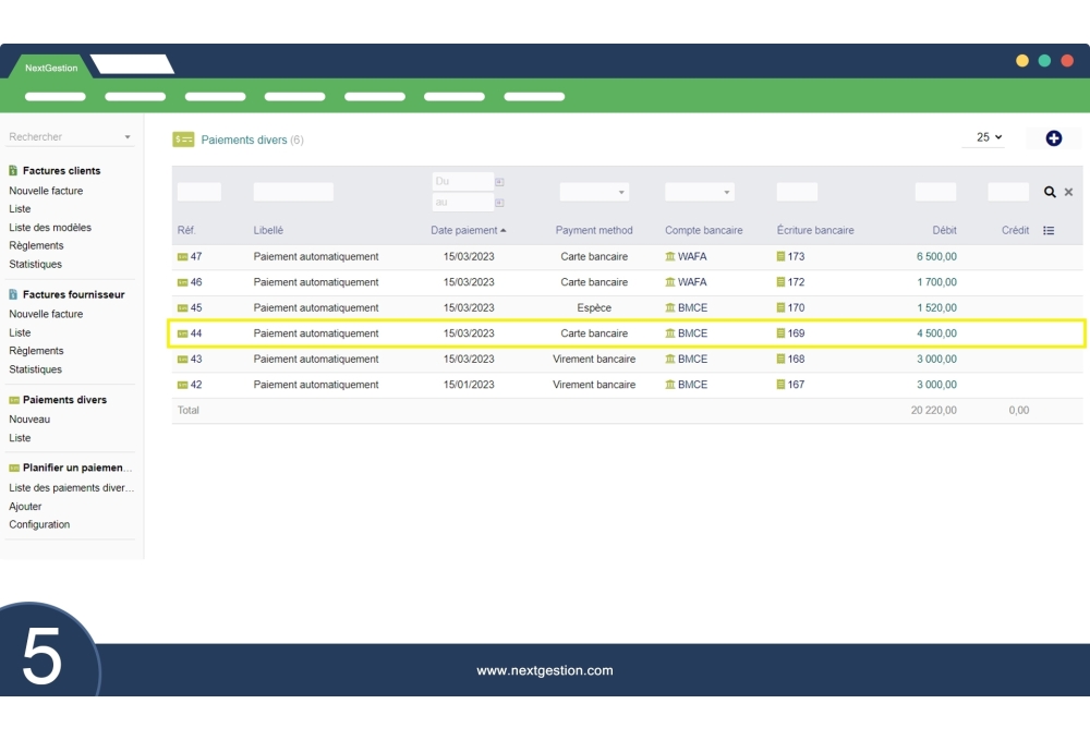 Schedule miscellaneous payments