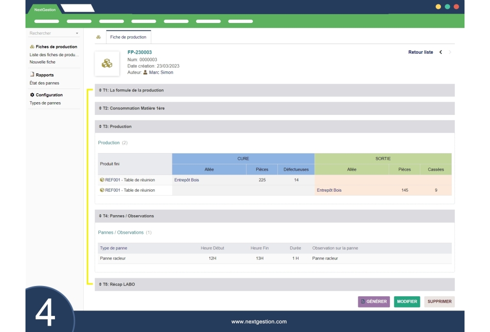 Foglio di produzione