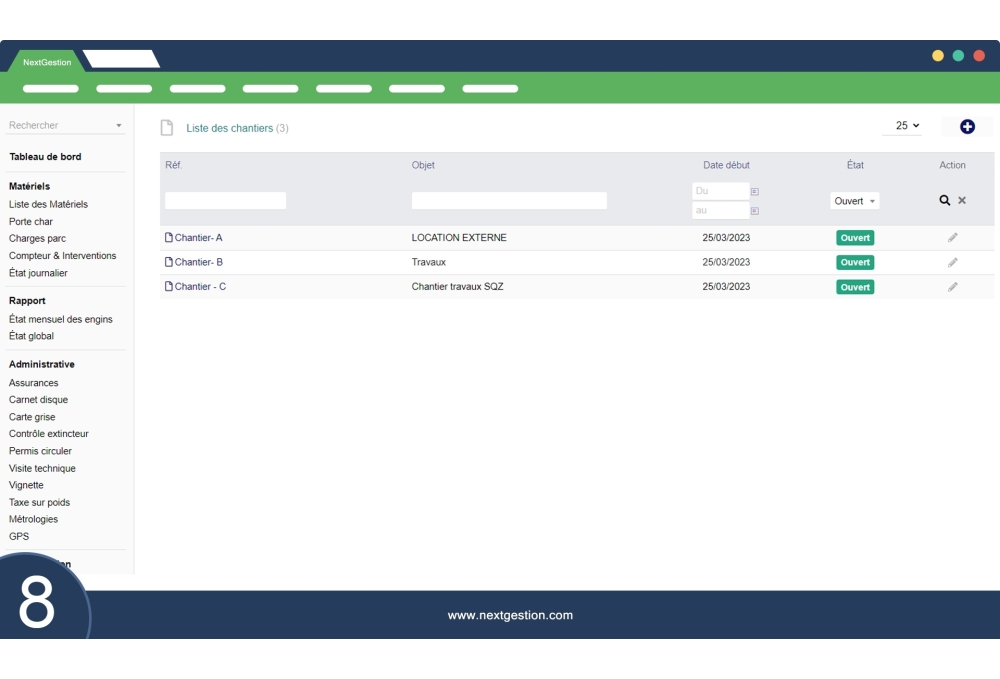 Parque de Equipamiento Avanzado: flota y máquinas