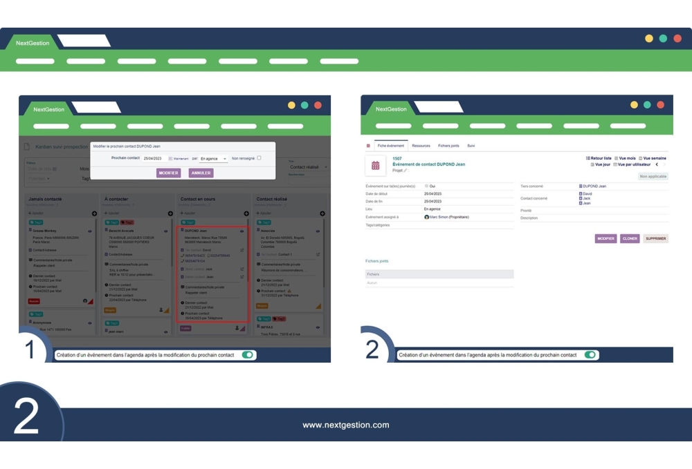 Kanban de suivi des prospections