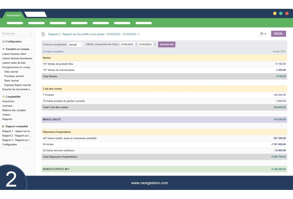 Rapports de comptabilité