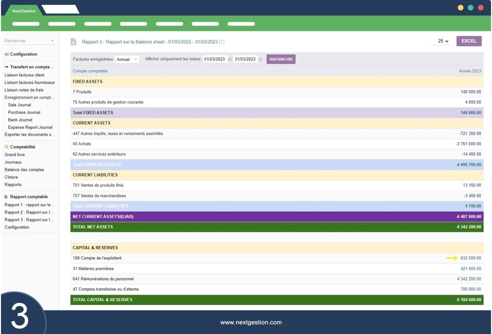 Rapports de comptabilité