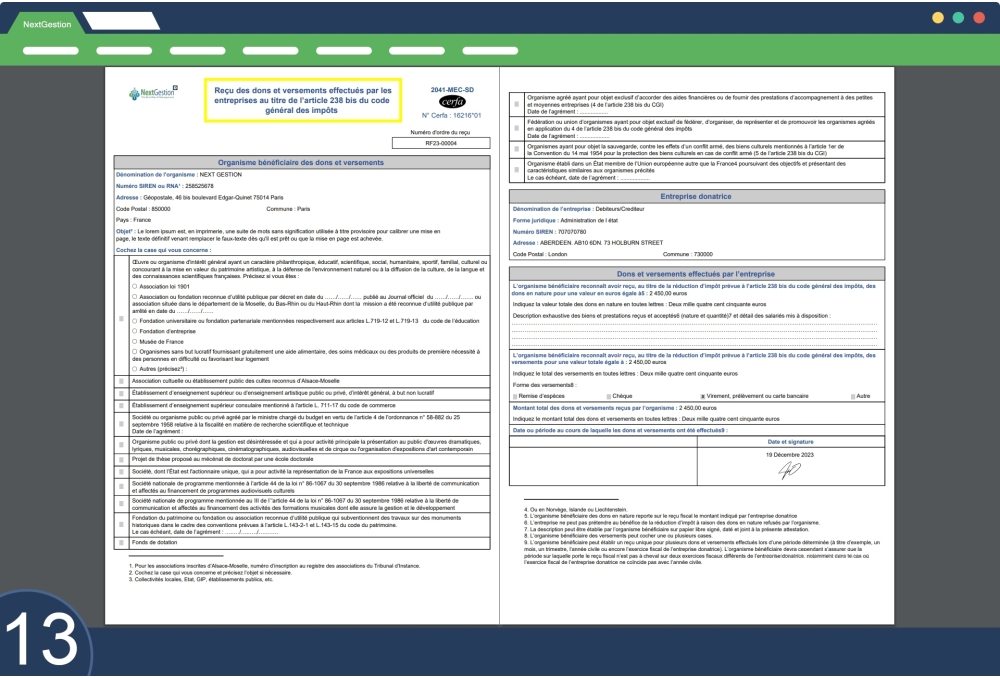 Ricevuta Fiscale - CERFA