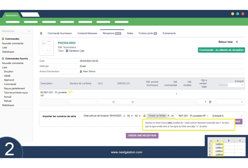 Importa i numeri di serie
