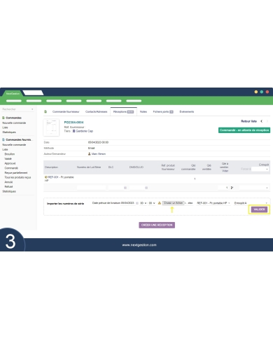 Import serial numbers