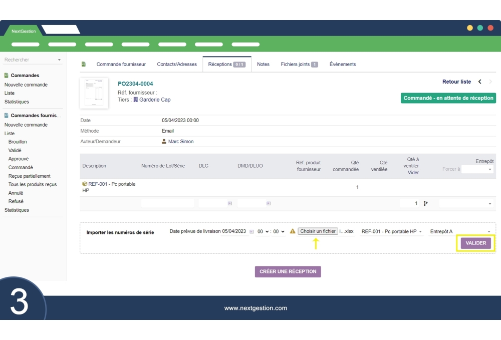 Importer les numéros de série