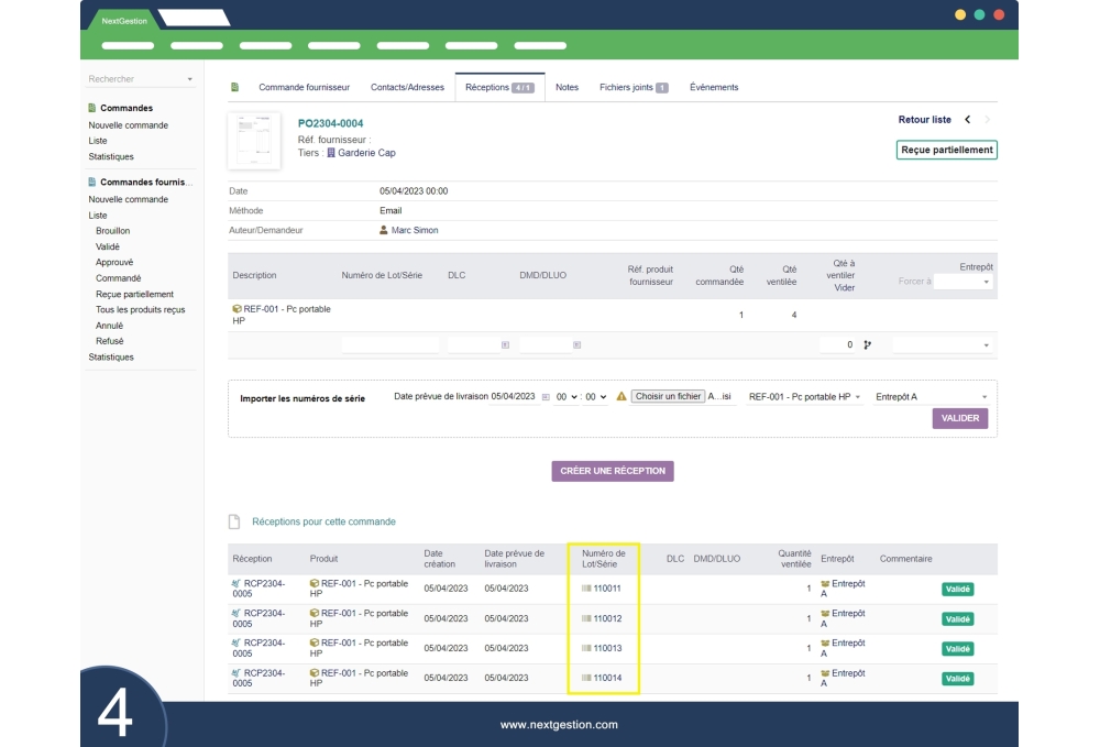 Importa i numeri di serie