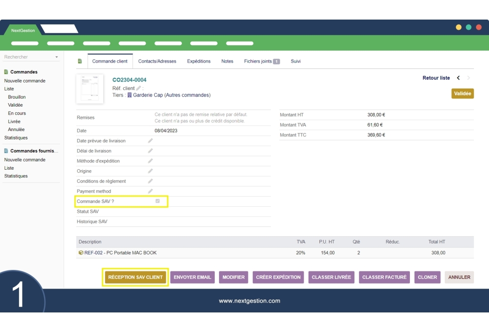 Modulo post-vendita Ordini