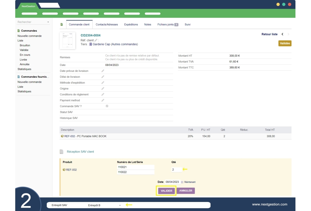 After-sales module Orders