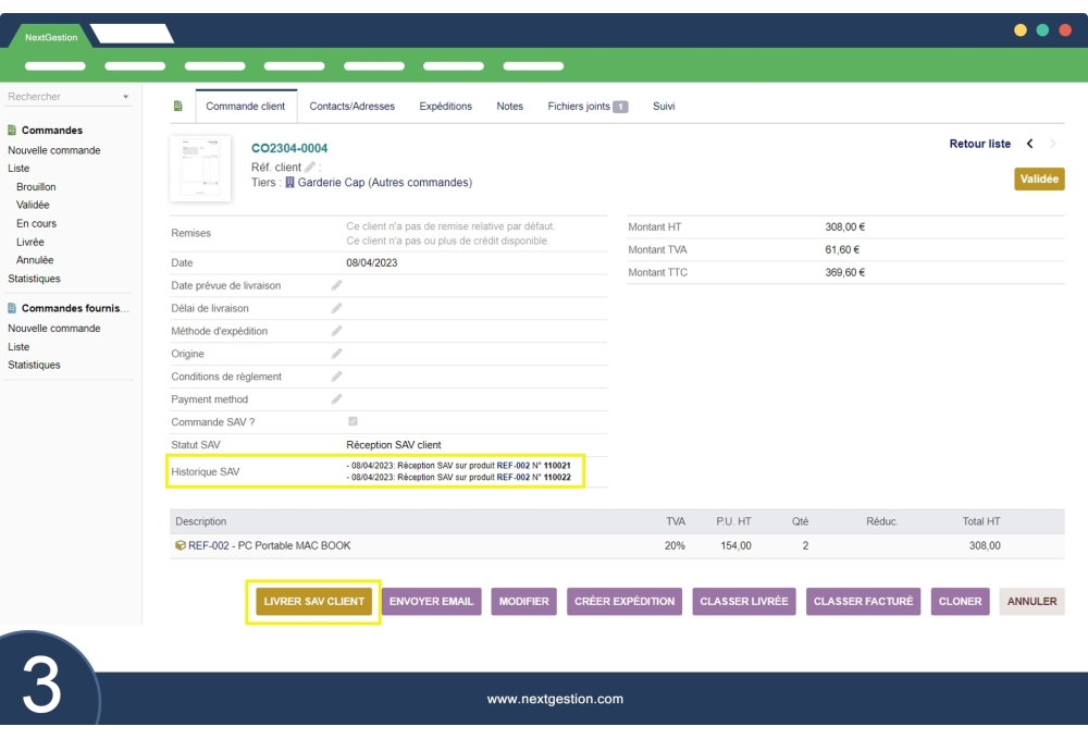 Modulo post-vendita Ordini