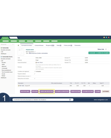 Data di ricevimento nel movimento di magazzino