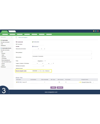 Date of receipt in stock movement