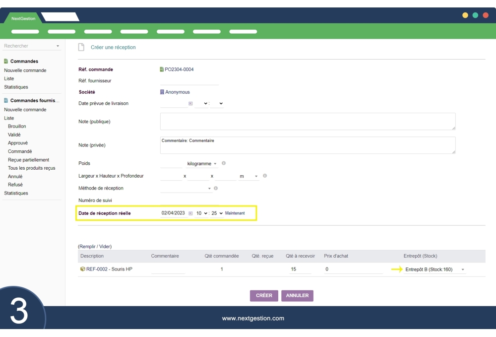 Eingangsdatum in der Lagerbewegung