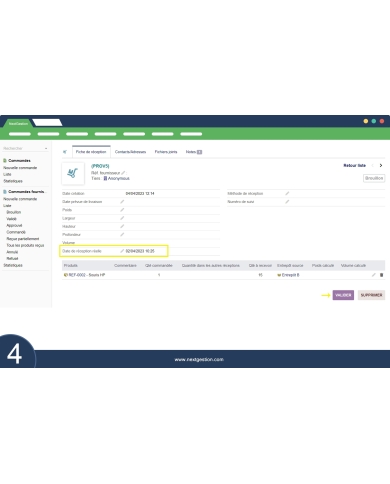 Date of receipt in stock movement