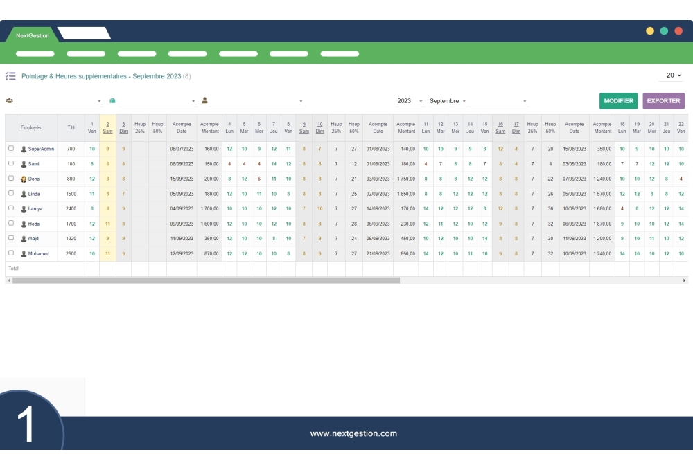 Module "Pointage & Heures supplémentaires"