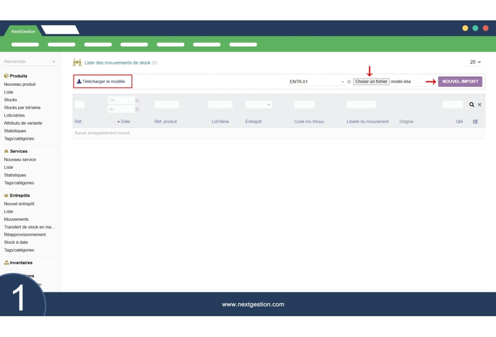 Importa in magazzino