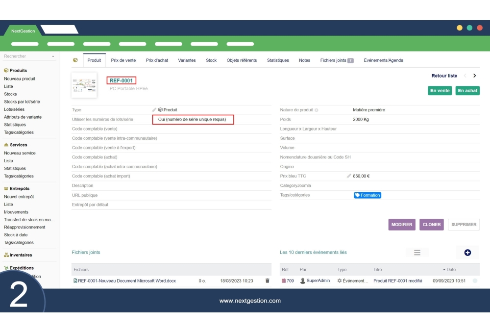 Importa in magazzino