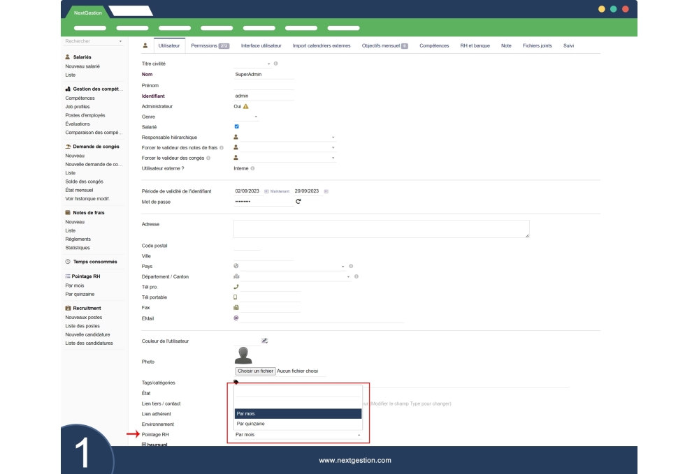 Módulo de seguimiento del tiempo de recursos humanos