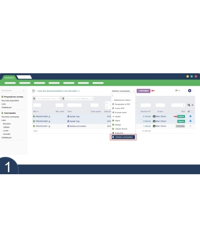 Création de commandes en masse depuis devis