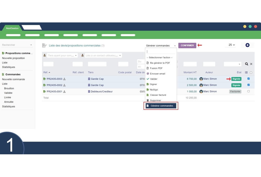 Création de commandes en masse depuis devis