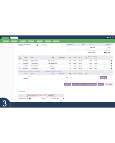 Module Code de dépense comptable