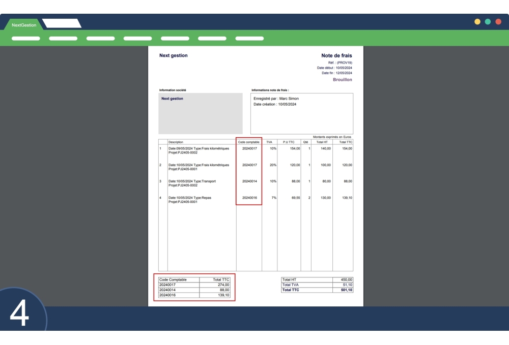 Modul für Buchhaltungskostencodes