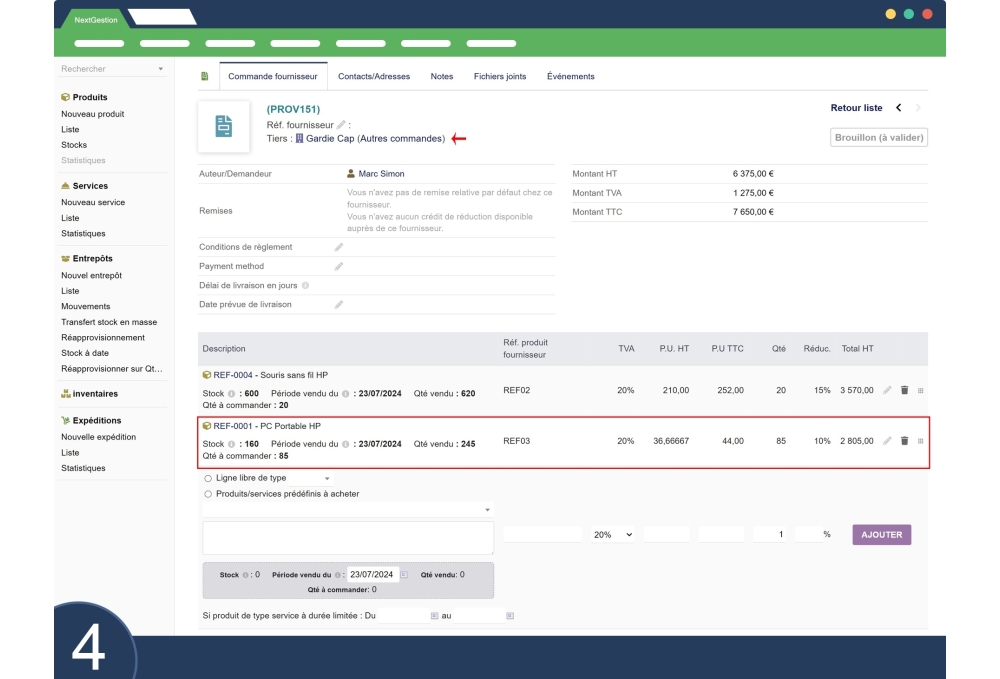 Rifornimento in base alla quantità di prodotti venduti