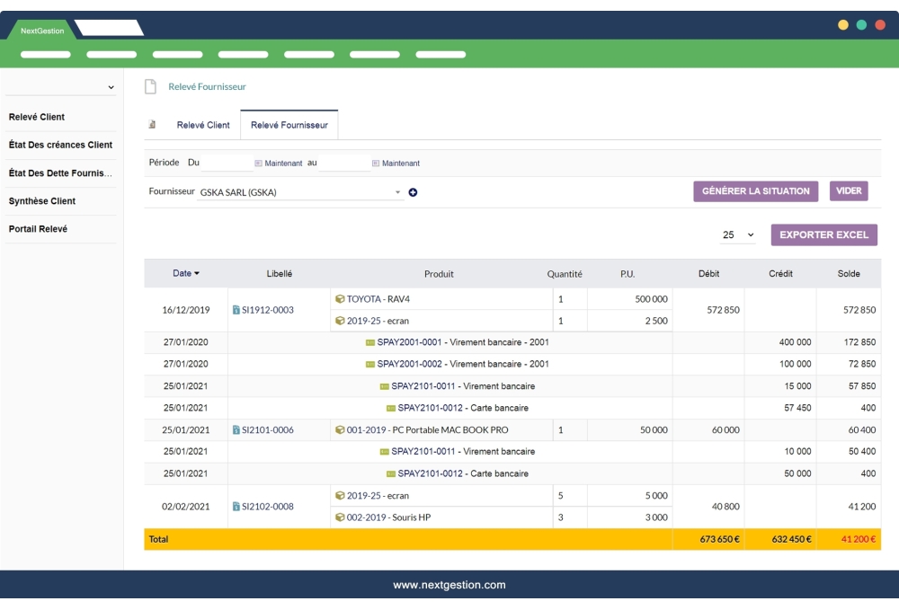 Dolibarr customer and supplier statements module