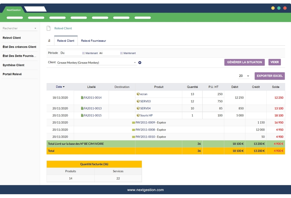 Dolibarr customer and supplier statements module