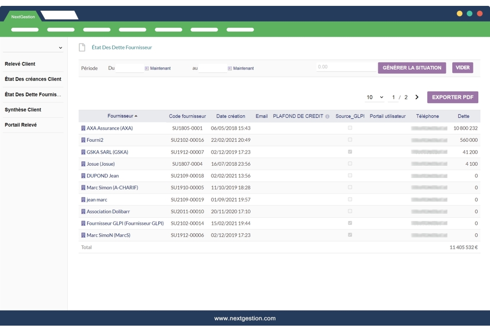 Dolibarr customer and supplier statements module
