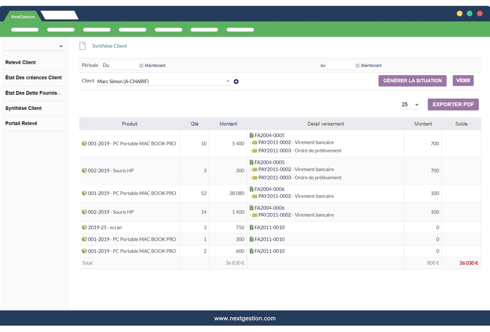 Module des Relevés clients et fournisseurs Dolibarr