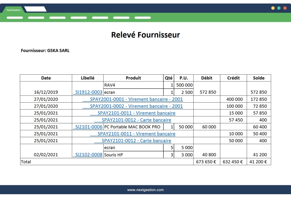 Dolibarr customer and supplier statements module