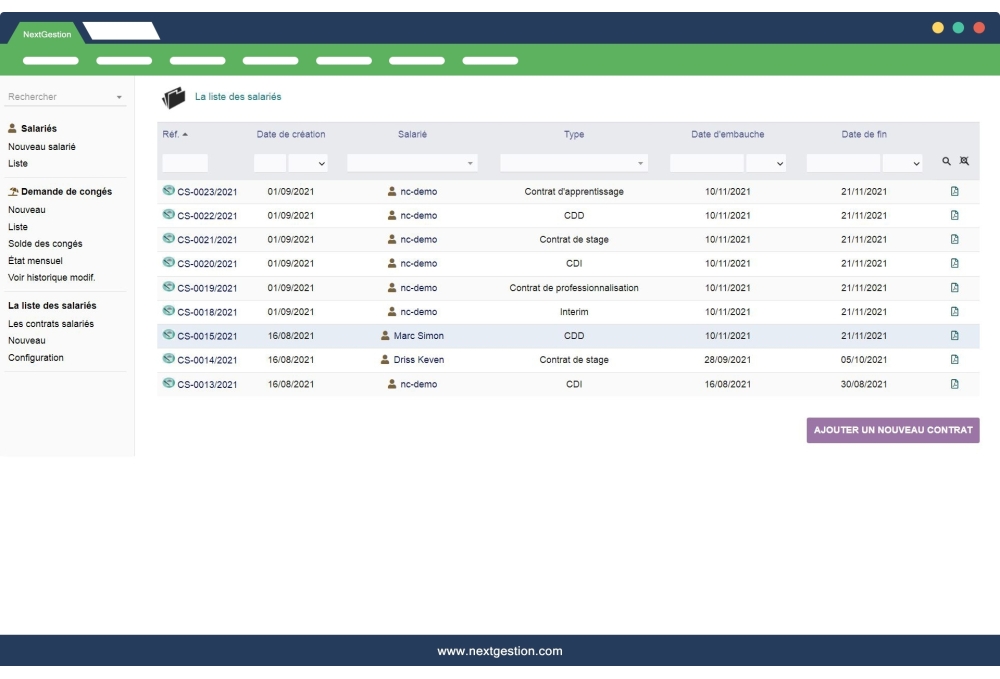 Gestion Avancée des contrats salarié - Editions