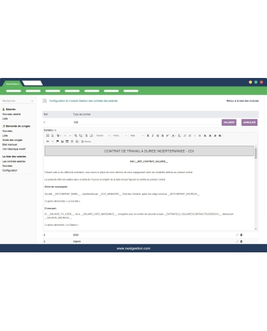 Gestion Avancée des contrats salarié - Editions