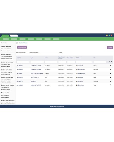 Module de gestion des Véhicules, engins et camions d'une entreprise