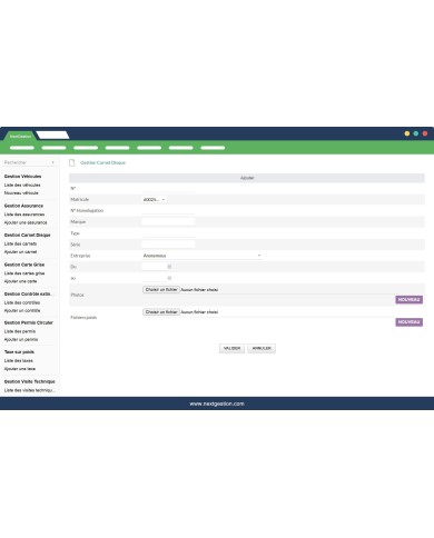Module de gestion des Véhicules, engins et camions d'une entreprise