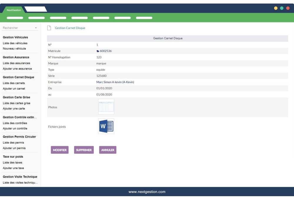 Vehicle Management Module of a company