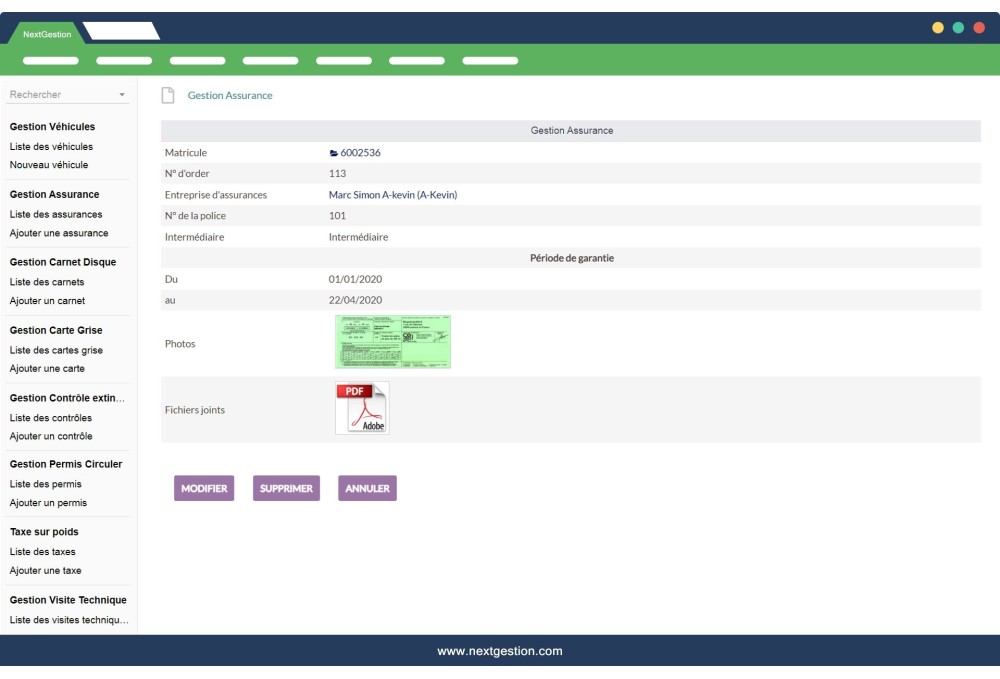Vehicle Management Module of a company