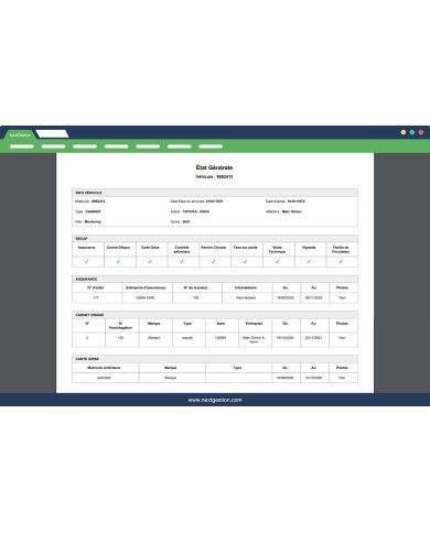 Module de gestion des Véhicules, engins et camions d'une entreprise