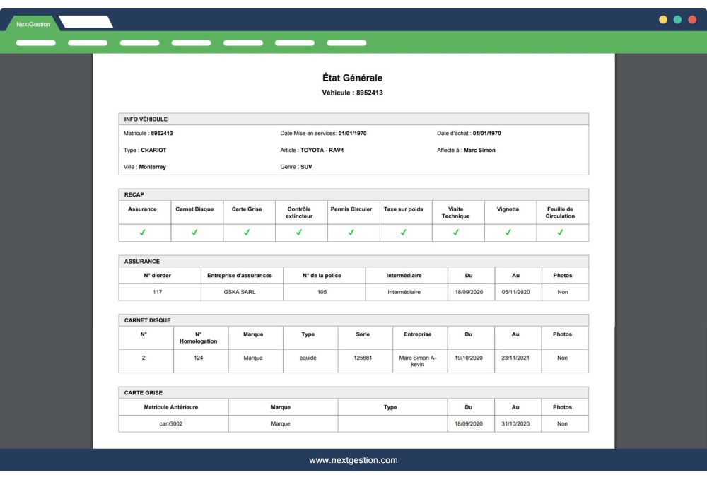 Vehicle Management Module of a company